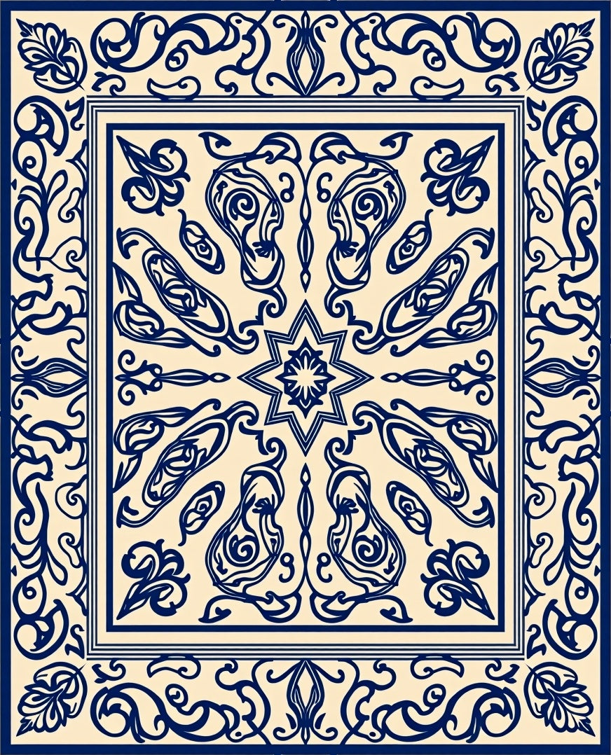 Intricate Paisley Floral Scrollwork Design Rug