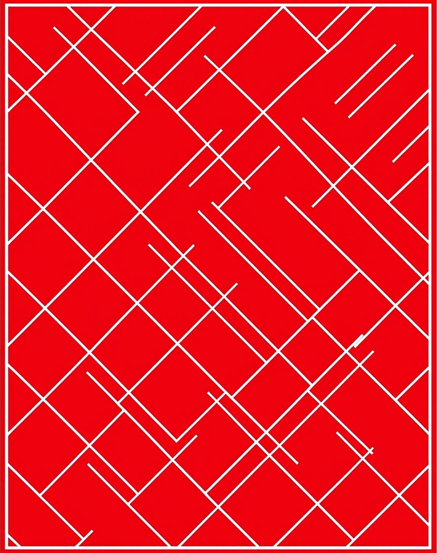 Bold Geometric Red White Design Rug
