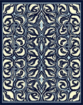 Symmetrical Ivory Blue Floral Pattern Rug