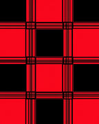 Bold Red Black Plaid Pattern Rug