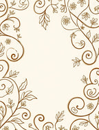 Ornate Brown Floral Scrollwork Design Rug
