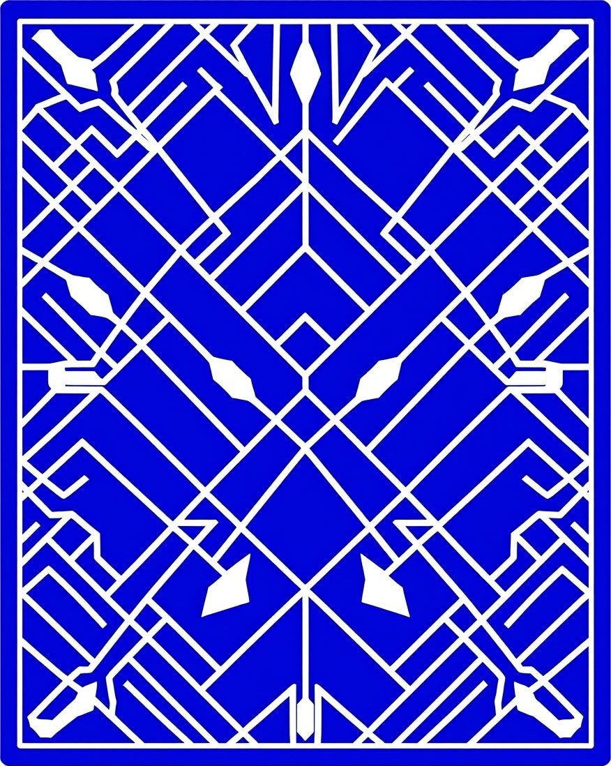 Modern Geometric White on Blue Rug