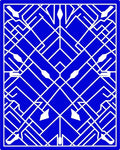 Modern Geometric White on Blue Rug