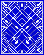 Modern Geometric White on Blue Rug