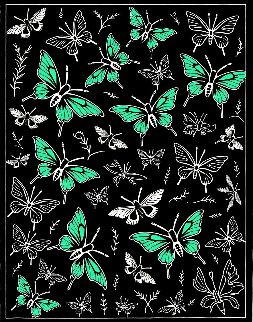 Emerald Wings Butterfly Scatter Rug