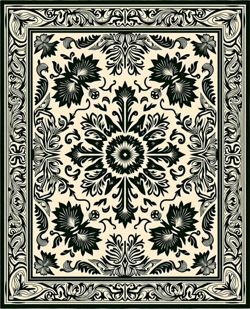 Ornate Floral Mandala Pattern Rug