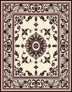 Ornate Floral Border With Central Sunburst Rug