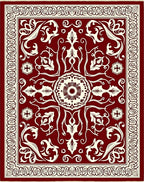 Ornate Red Floral Medallion Rug