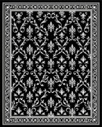 Elegant Black White Floral Damask Rug