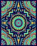Vibrant Teal Coral Sunburst Medallion Rug