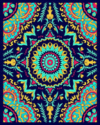 Vibrant Teal Coral Sunburst Medallion Rug