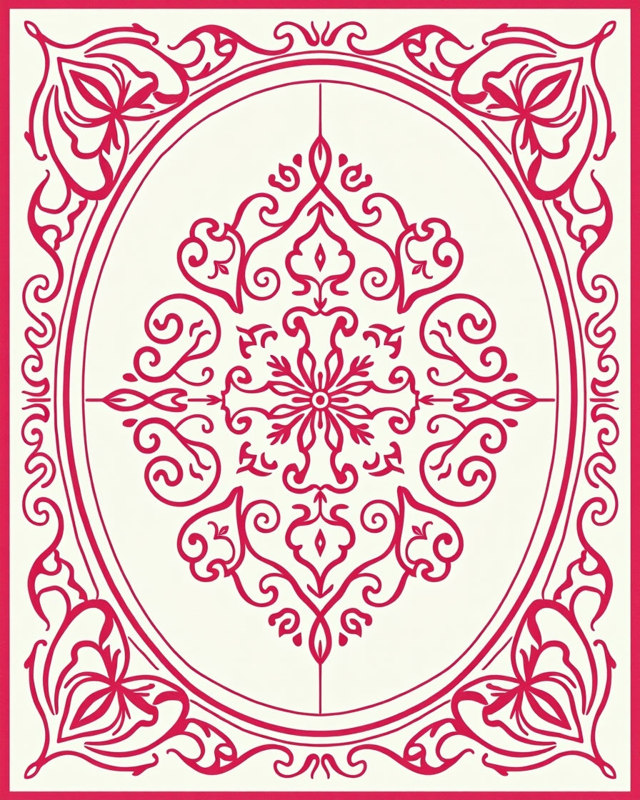 Ornate Red Floral Medallion Design Rug