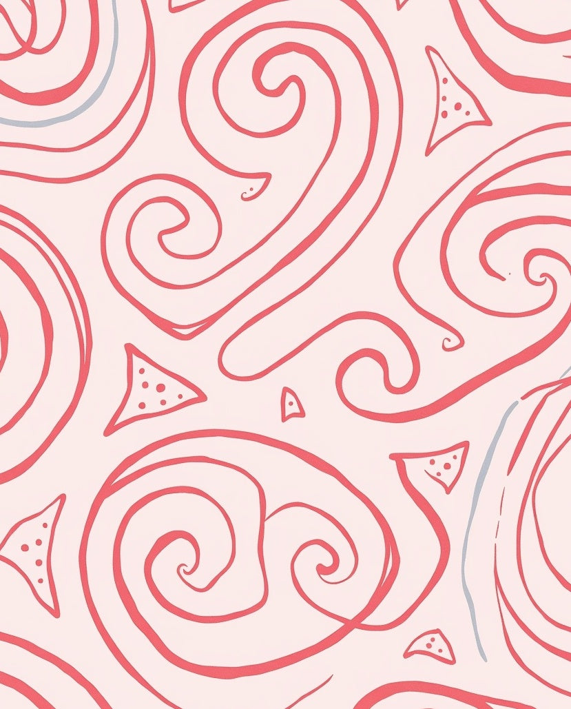 Coral Swirls And Geometric Dots Rug