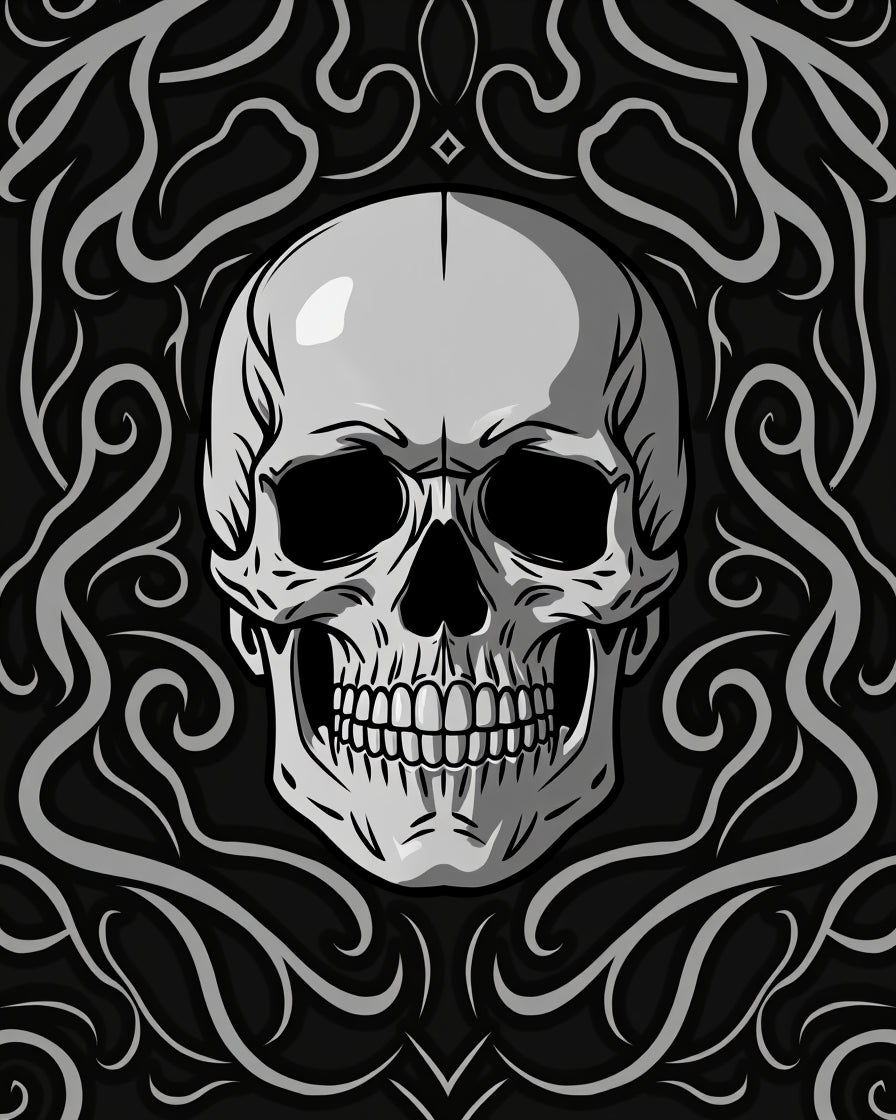 Gothic Skull Swirls Pattern Rug