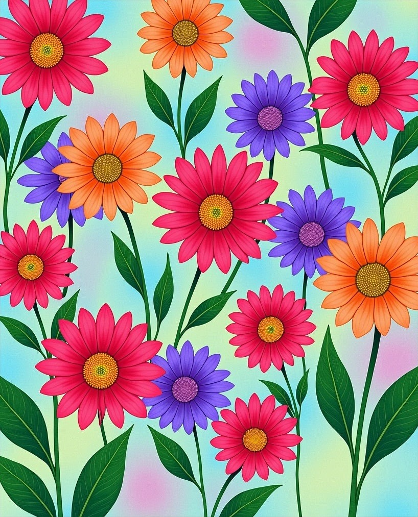 Vibrant Floral Pattern Daisy Rug
