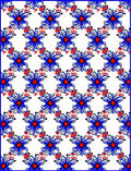 Bold Blue Red Floral Pattern Rug