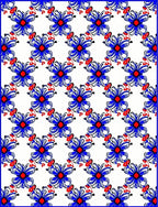 Bold Blue Red Floral Pattern Rug