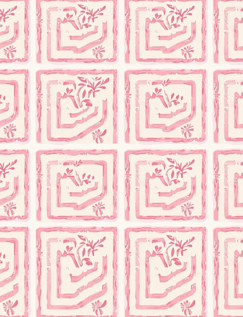 Pink Garden Maze Pattern Rug
