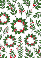 Whimsical Holly Berry Wreath Garland Rug