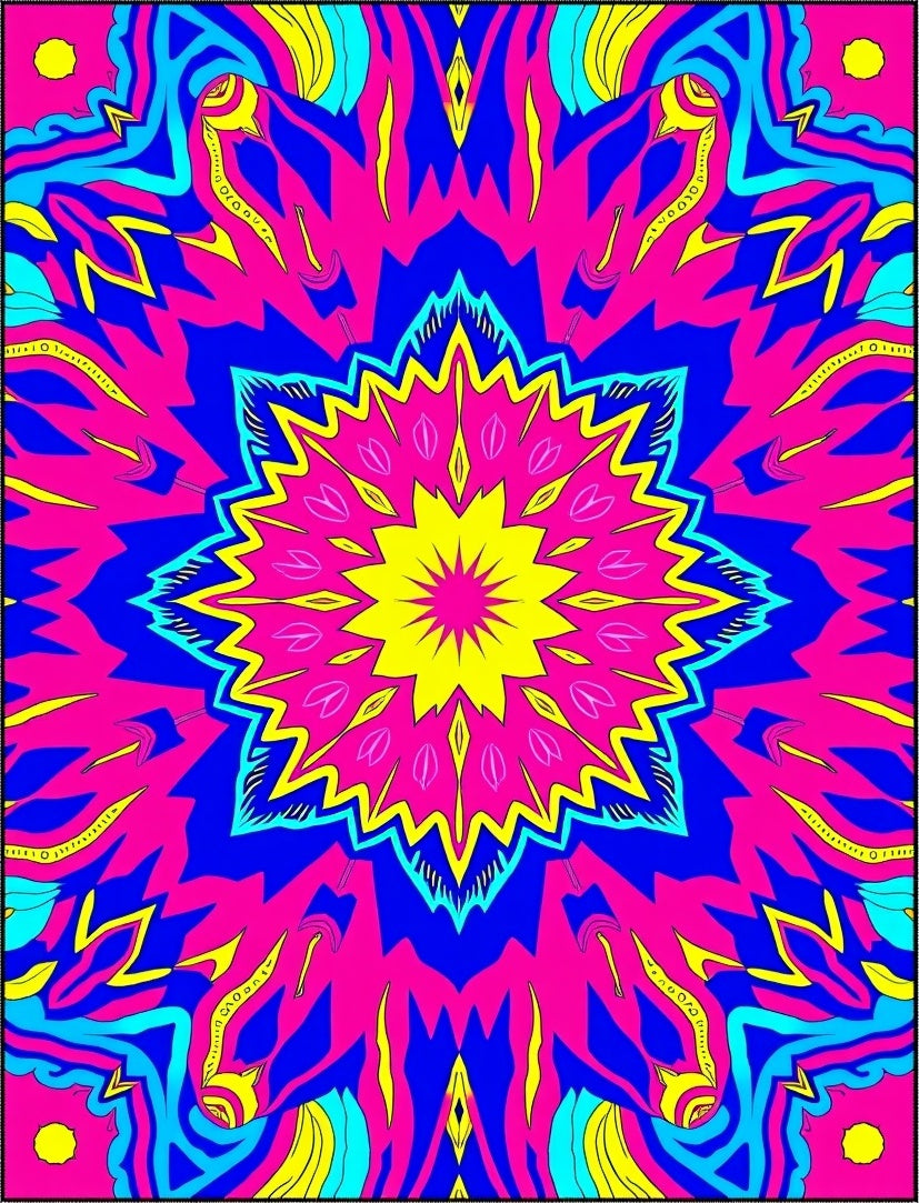 Vibrant Psychedelic Starburst Design Rug
