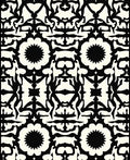Bold Black White Floral Pattern Rug