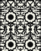 Bold Black White Floral Pattern Rug