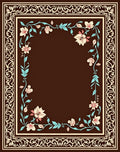 Floral Border With Winding Vines Design Rug