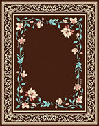 Floral Border With Winding Vines Design Rug