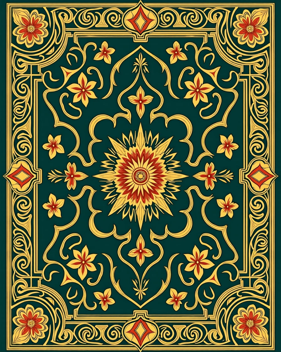Intricate Floral Medallion Patterned Rug