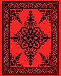 Intricate Black Floral Lattice Design Rug
