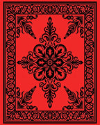 Intricate Black Floral Lattice Design Rug