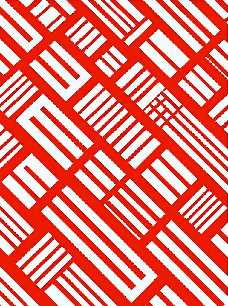 Bold Red 2 White Geometric Stripes Rug
