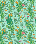 Tropical Floral Pattern Teal Rug