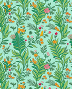 Tropical Floral Pattern Teal Rug
