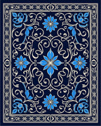 Elegant Floral Swirl Scroll Pattern Rug