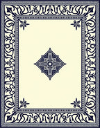 Classic Dark Blue Decorative Frame Rug