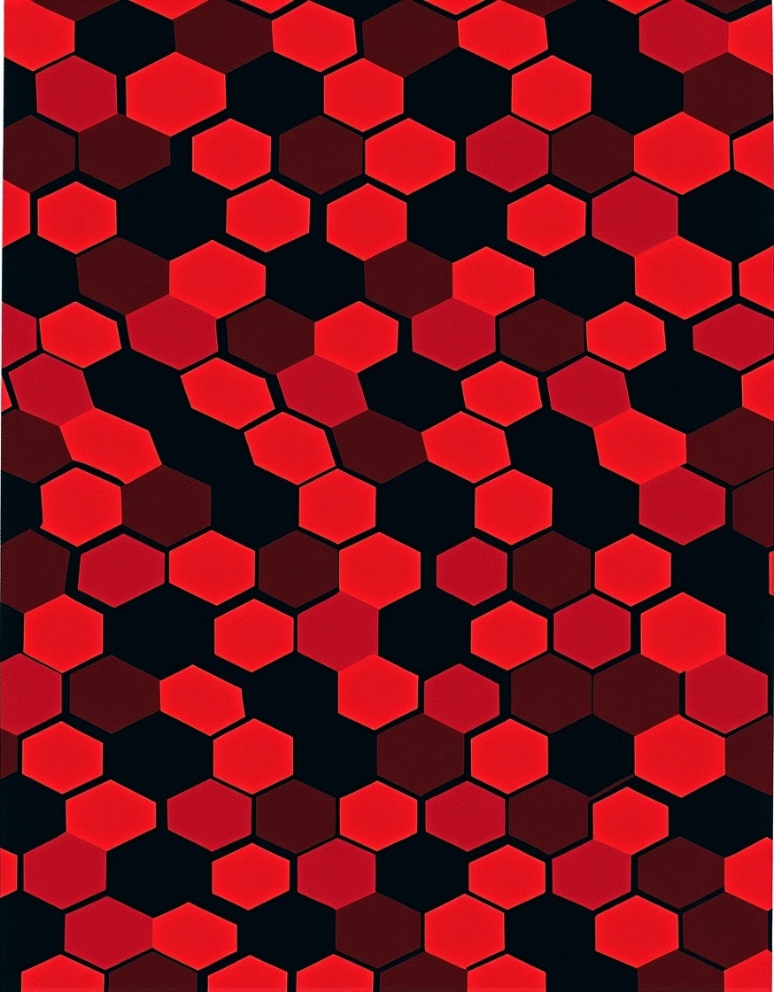 Red Hexagonal Pattern Design Rug