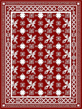 Crimson White Geometric Floral Medallion Rug