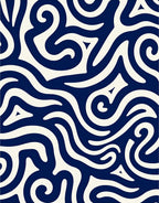 Abstract Swirl Navy Design Rug