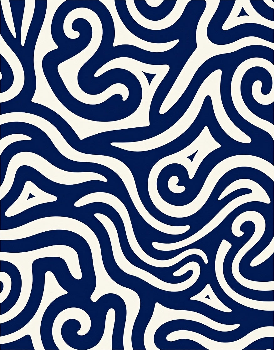 Abstract Swirl Navy Design Rug