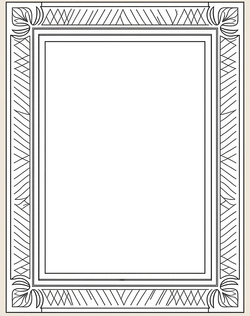 Classic Geometric Leaf Border Rug