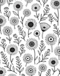 Simple Floral Outline Line Art Rug
