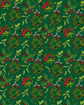 Festive Green Wreath Red Bow Rug
