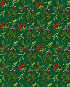Festive Green Wreath Red Bow Rug