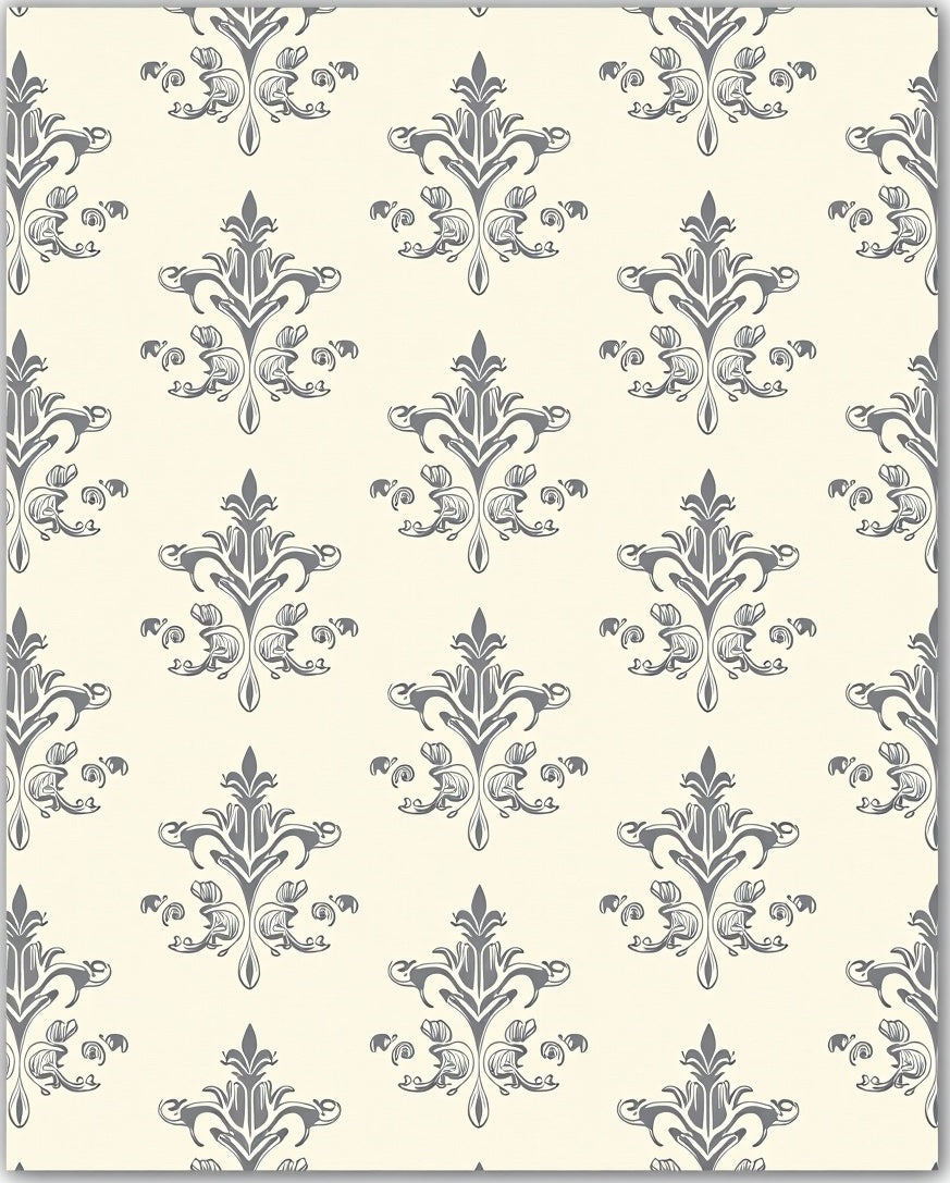 Elegant Gray Damask Pattern Rug