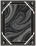Monochrome Swirl Deco Border Rug