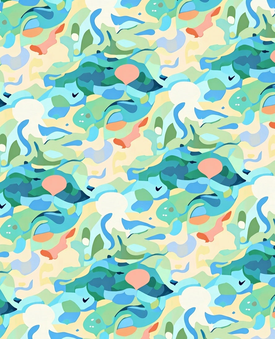 Abstract Ocean Shapes Pattern Rug