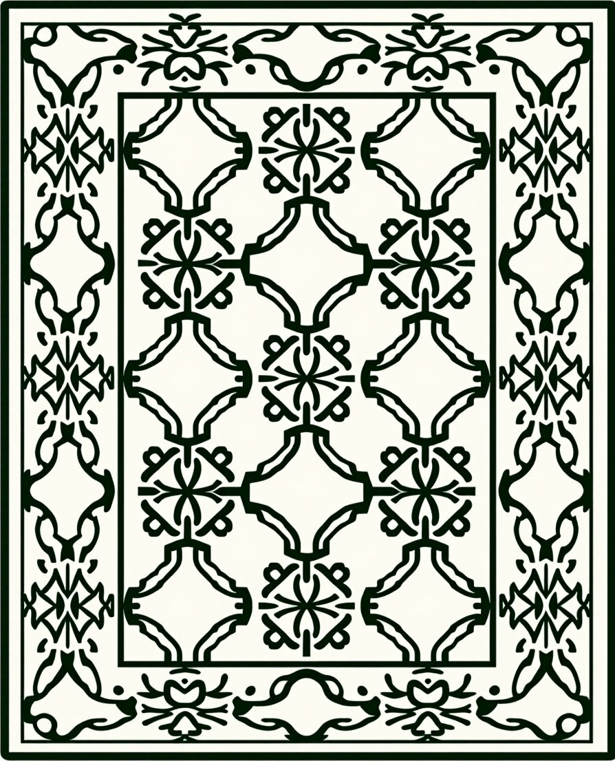 Classic Intricate Filigree Border Rug
