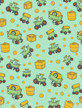 Playful Green Tractors Pattern Rug