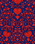 Vivid Red Heart Vine Pattern Rug